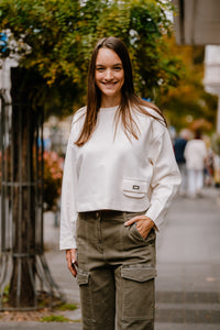 Margittes Damen Cropped Shirt in Creme