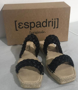 Espadrij Damen Sandale mit geflochtenen Riemen in Schwarz