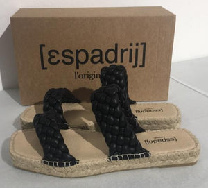 Espadrij Damen Sandale mit geflochtenen Riemen in Schwarz