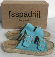 Laden Sie das Bild in den Galerie-Viewer, Espadrij Damen Sandaletten &quot;Claquette&quot; in Turquoise
