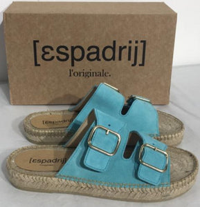 Espadrij Damen Sandaletten "Claquette" in Turquoise