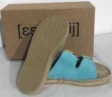Laden Sie das Bild in den Galerie-Viewer, Espadrij Damen Sandaletten &quot;Claquette&quot; in Turquoise
