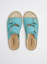 Laden Sie das Bild in den Galerie-Viewer, Espadrij Damen Sandaletten &quot;Claquette&quot; in Turquoise
