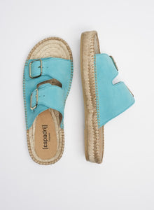 Espadrij Damen Sandaletten "Claquette" in Turquoise