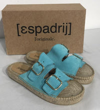 Laden Sie das Bild in den Galerie-Viewer, Espadrij Damen Sandaletten &quot;Claquette&quot; in Turquoise
