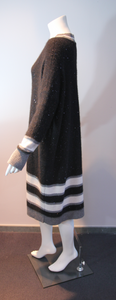 Fabiana Filippi Damen Kleid in schwarz mit Glitzerapplikationen und weiß/grauen Streifen
