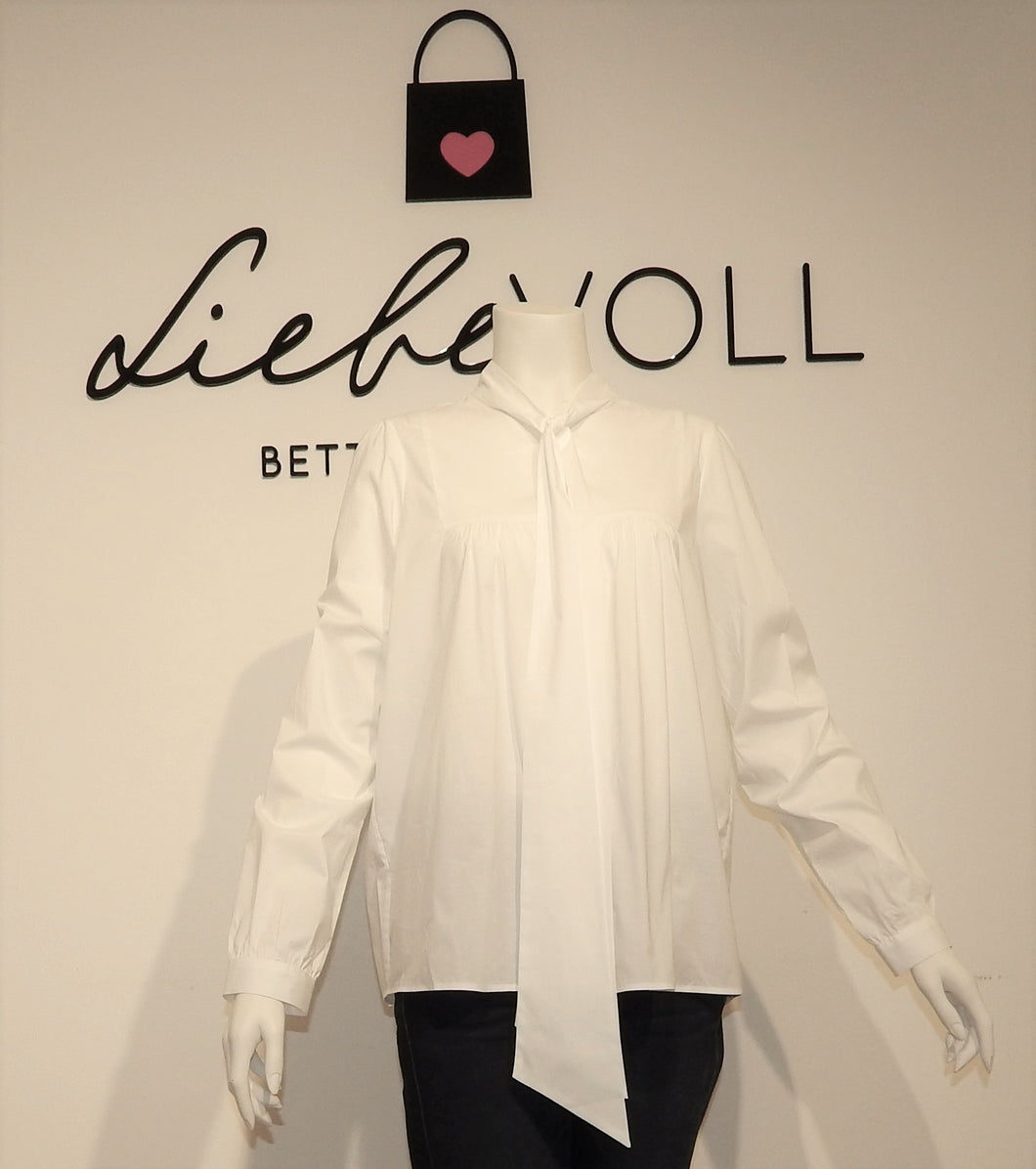 Soluzione Damen Bluse mit modischer Schleife in Weiß