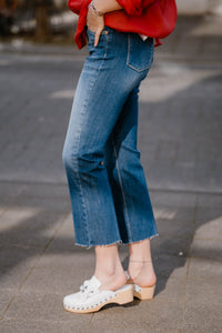 Raffaello Rossi Damen Jeans "Vic 6/8 Cropped" in Used Blue