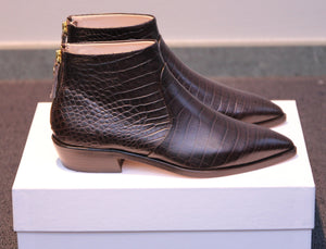 AGL Stiefelette Dunkelbraun mit Kroko-Optik