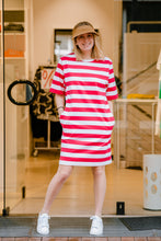 Laden Sie das Bild in den Galerie-Viewer, Riani Damen Shirt-Kleid in Rot/ Weiß
