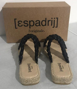 Espadrij Damen Sandale mit geflochtenen Riemen in Schwarz