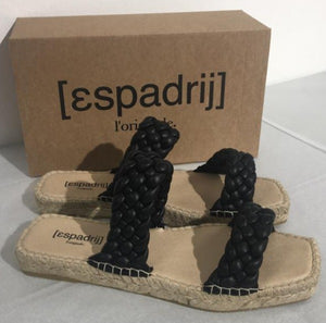 Espadrij Damen Sandale mit geflochtenen Riemen in Schwarz